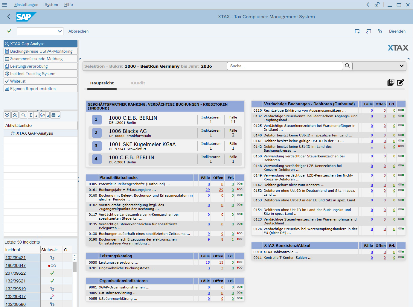 Vergrößerter Screenshot der XTAX-Anwendung